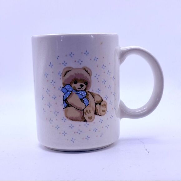 Vintage teddy bear coffee set with stand, missing one cup - Picture 3 of 12